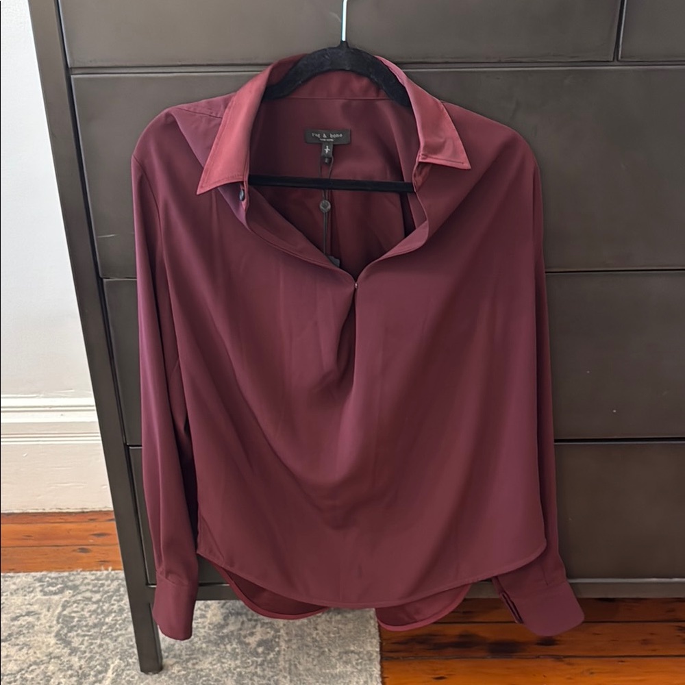 Rag and bone Philippa blouse in wine. NWT.